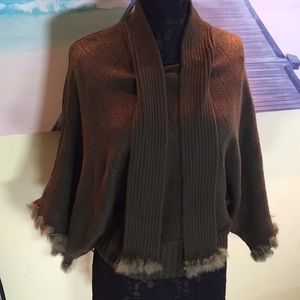 Winter Cape with real Rabbit fur trim.